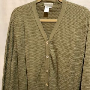 COLDWATER CREEK CARDIGAN COT/KNIT SZ XL OLIVE COT